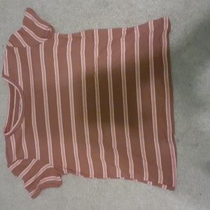 Cute orange & pink striped short-sleeved shirt